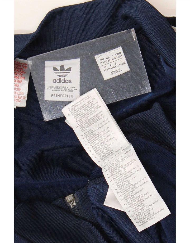 Adidas Boys Tracksuit Top Jacket 11-12 Years Navy Blue Colourblock