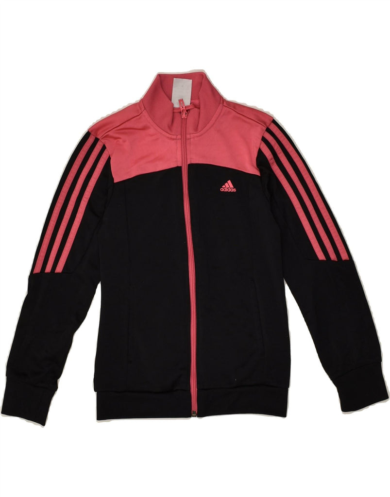 ADIDAS Girls Tracksuit Top Jacket 9-10 Years Black Colourblock Polyester | Vintage Adidas | Thrift | Second-Hand Adidas | Used Clothing | Messina Hembry 