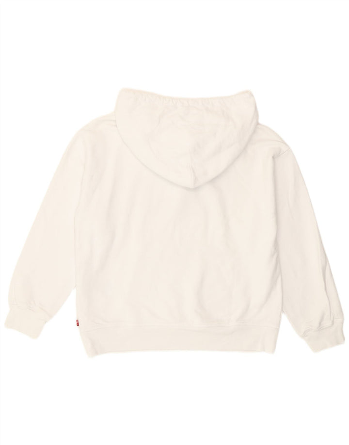 Levi's Womens Graphic Oversized Hoodie Jumper UK 14 Medium White Cotton