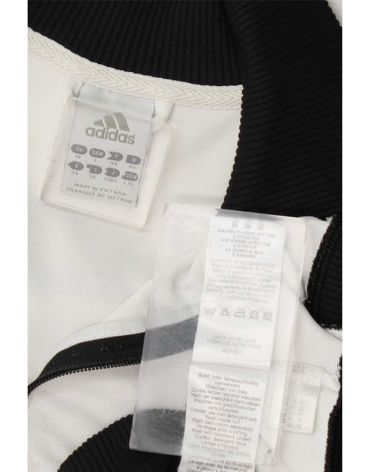 Adidas Womens Tracksuit Top Jacket UK 18 XL White Colourblock Polyester