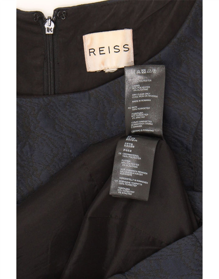 REISS Womens Sleeveless Sheath Dress UK 14 Medium Navy Blue Polyester