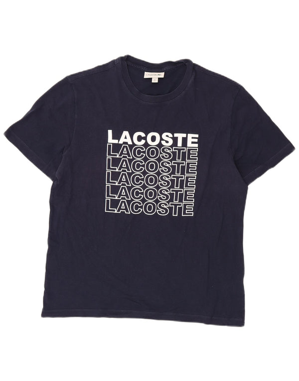 Lacoste Mens Regular Fit Graphic T-Shirt Top Size 5 Large Navy Blue Cotton