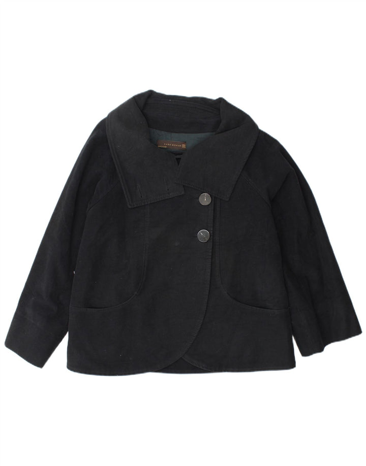 Zara Womens 2 Button Blazer Jacket UK 14 Medium Black