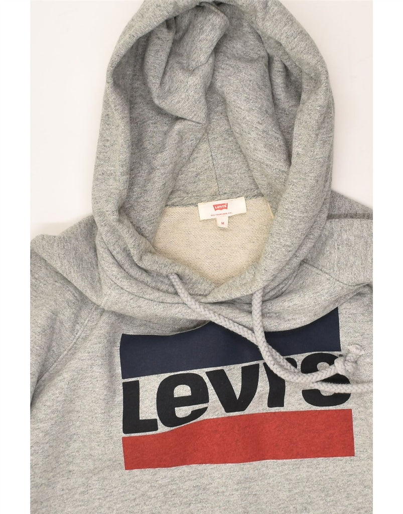 LEVI'S Womens Graphic Hoodie Jumper UK 14 Medium Grey Cotton | Vintage Levi's | Thrift | Second-Hand Levi's | Used Clothing | Messina Hembry 