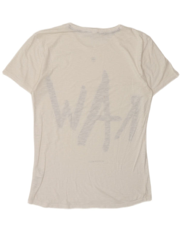 G-Star Mens Graphic T-Shirt Top Medium White Flecked Cotton