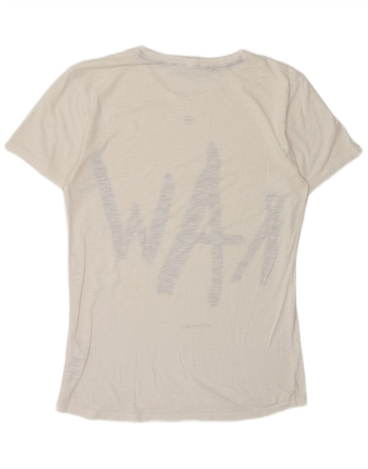 G-Star Mens Graphic T-Shirt Top Medium White Flecked Cotton