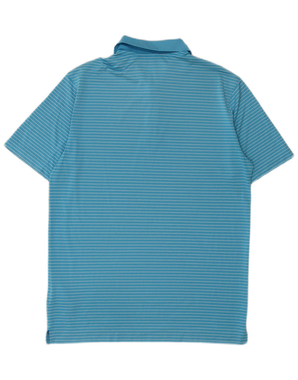 Nike Mens Dri Fit Polo Shirt Medium Blue Pinstripe Polyester
