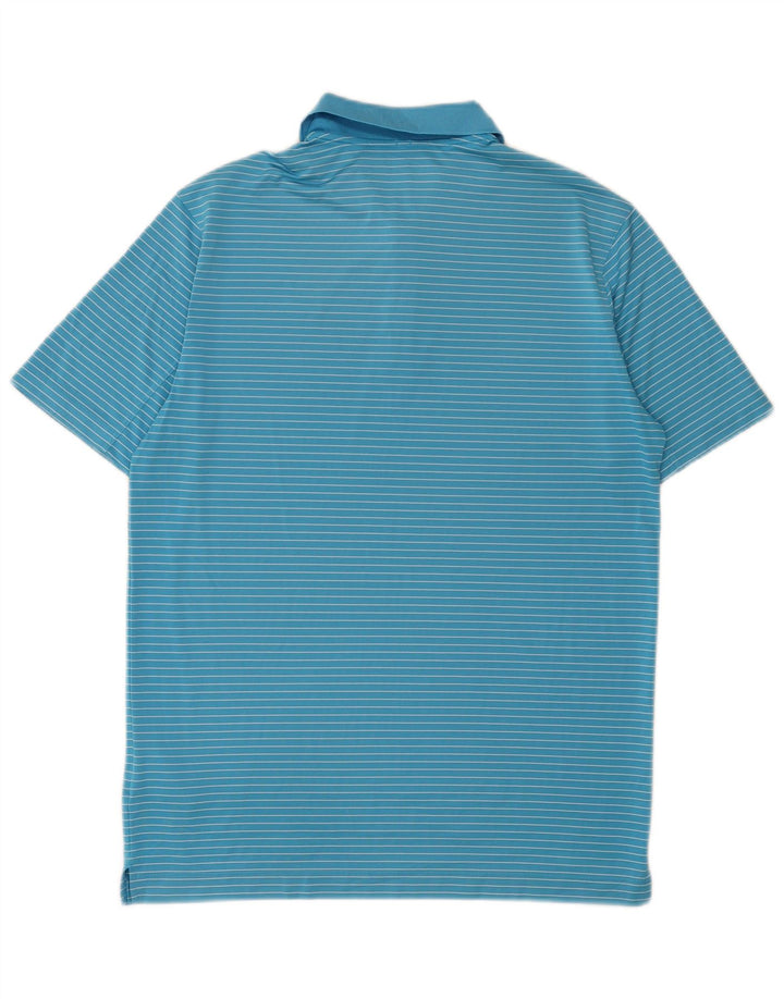 Nike Mens Dri Fit Polo Shirt Medium Blue Pinstripe Polyester