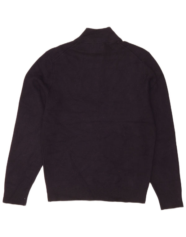 Massimo Dutti Mens Zip Neck Jumper Sweater Medium Navy Blue