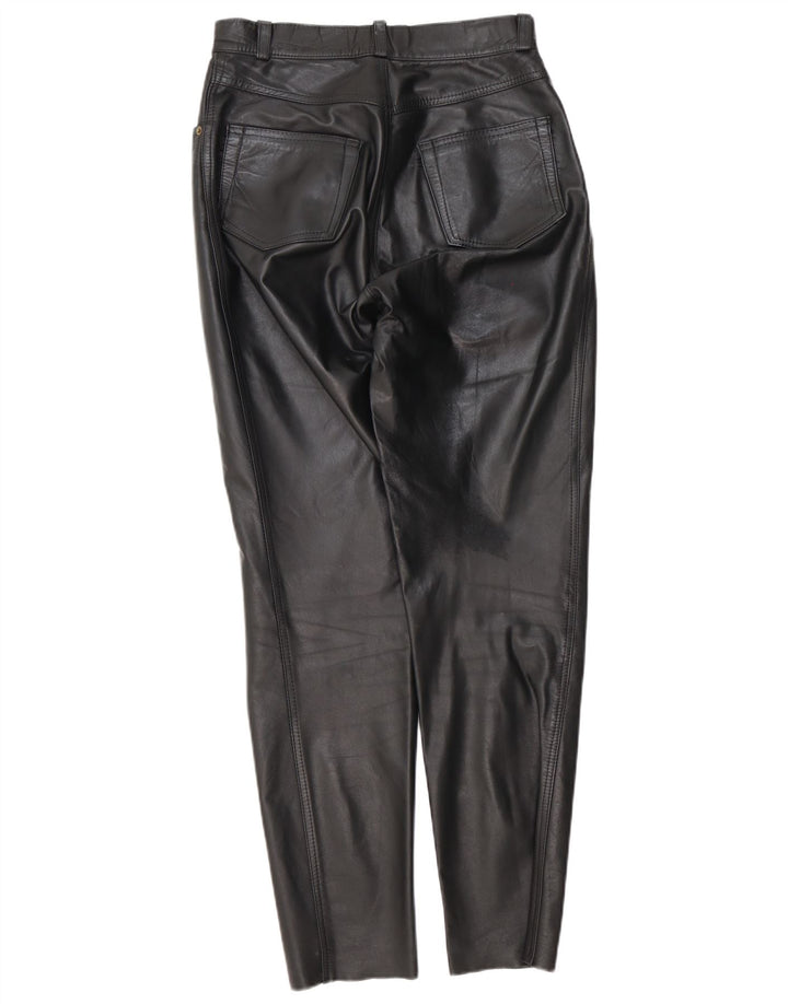 Genuine Leather Womens Tapered Trousers W28 L29 Black