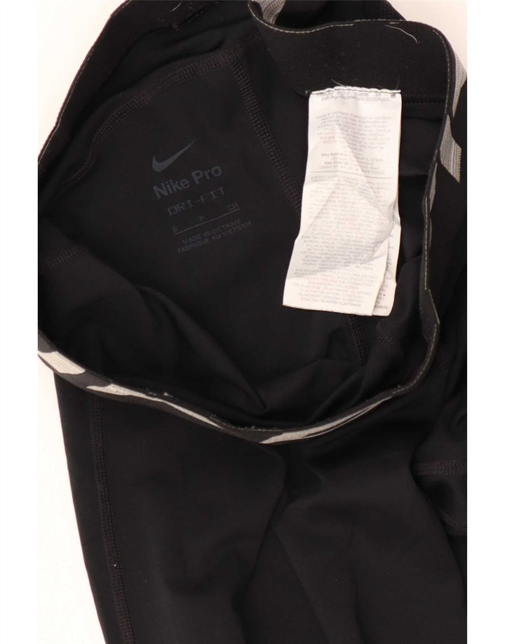 Nike Womens Dri Fit Graphic Leggings UK 8 Small Black Polyester