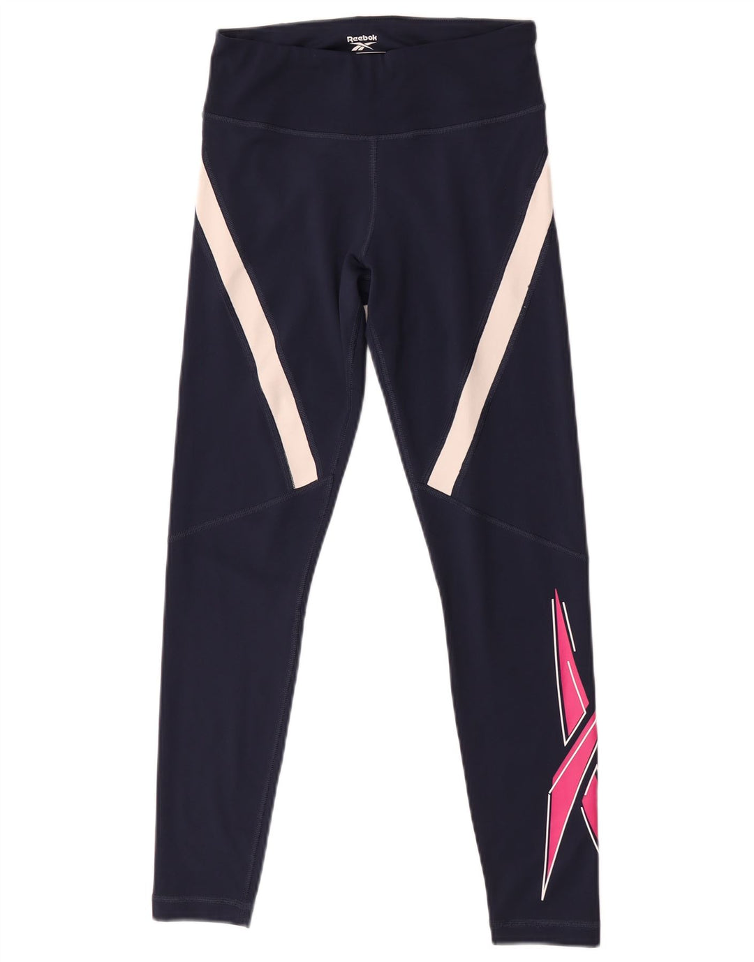 Reebok Womens Graphic Leggings UK 8/10 Small Navy Blue Colourblock
