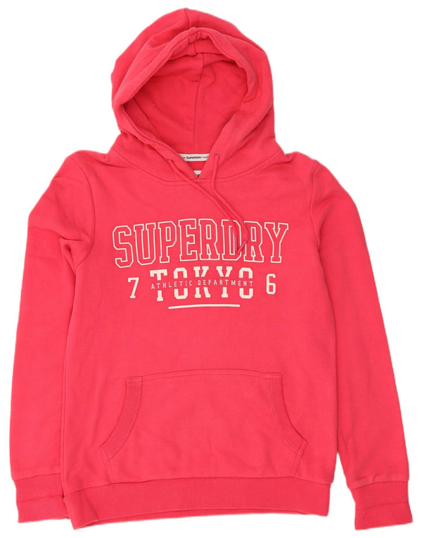 Superdry Womens Graphic Hoodie Jumper UK 12 Medium Pink Cotton