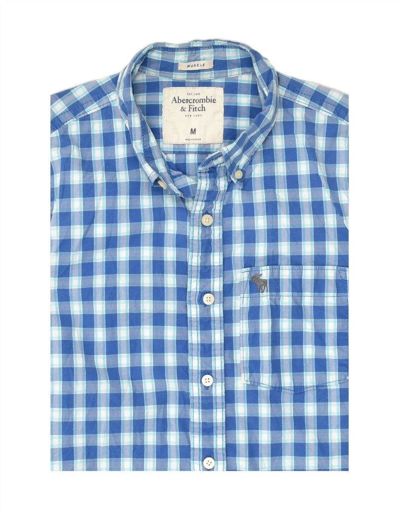 ABERCROMBIE & FITCH Mens Muscle Short Sleeve Shirt Medium Blue Gingham | Vintage Abercrombie & Fitch | Thrift | Second-Hand Abercrombie & Fitch | Used Clothing | Messina Hembry 