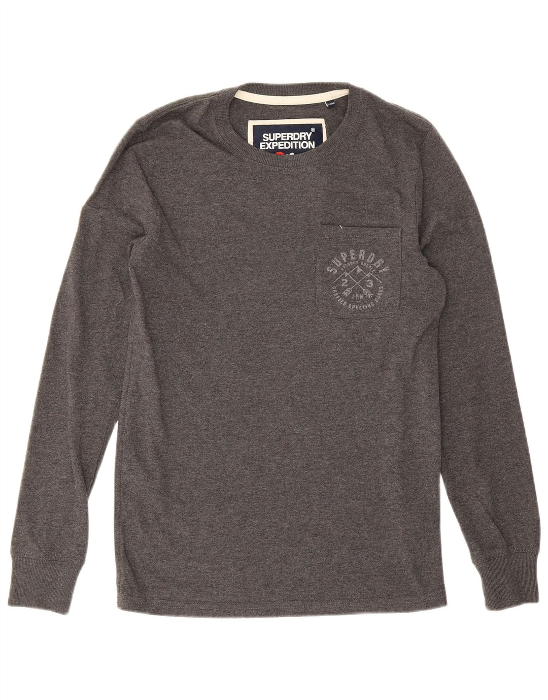Superdry Mens Top Long Sleeve Small Grey Cotton