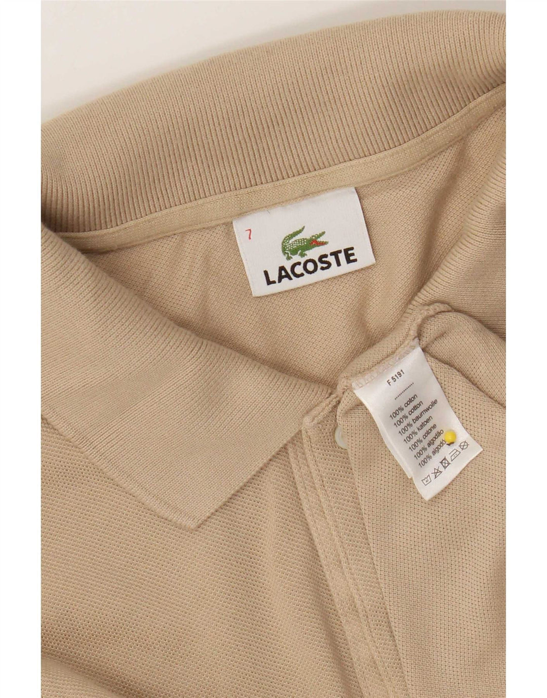 Lacoste Mens Polo Shirt Size 7 2XL Beige Cotton