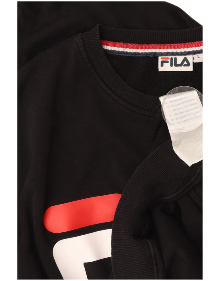 FILA Mens Graphic Sweatshirt Jumper Large Black Cotton