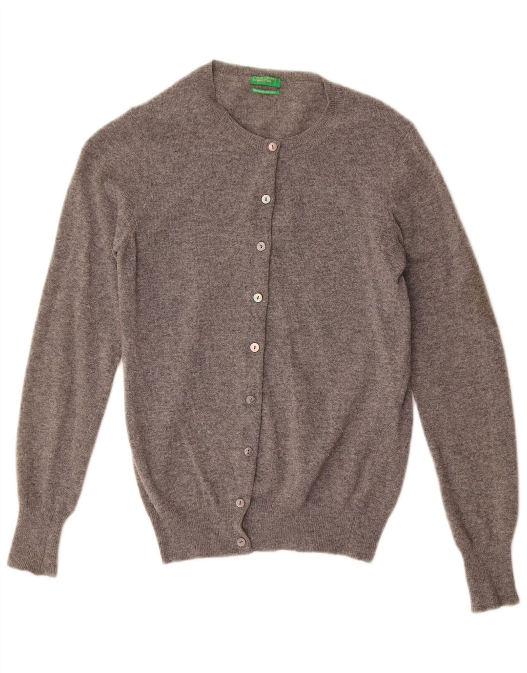 Benetton Womens Cardigan Sweater UK 10 Small Grey Wool