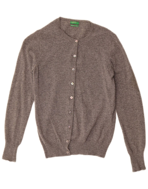 Benetton Womens Cardigan Sweater UK 10 Small Grey Wool
