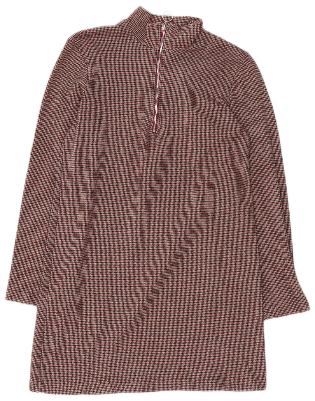 Zara Womens Long Sleeve Shift Dress UK 12 Medium Brown Houndstooth