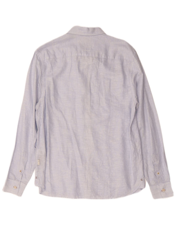 Ted Baker Mens Regular Fit Shirt Size 3 Medium Blue Linen
