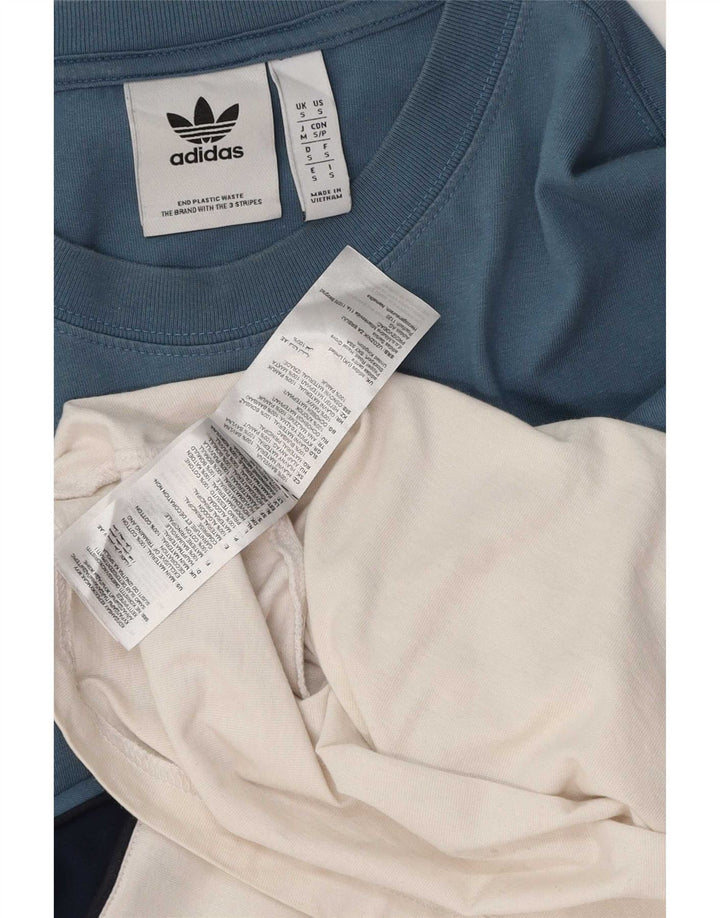 Adidas Mens T-Shirt Top Small Blue Colourblock Cotton