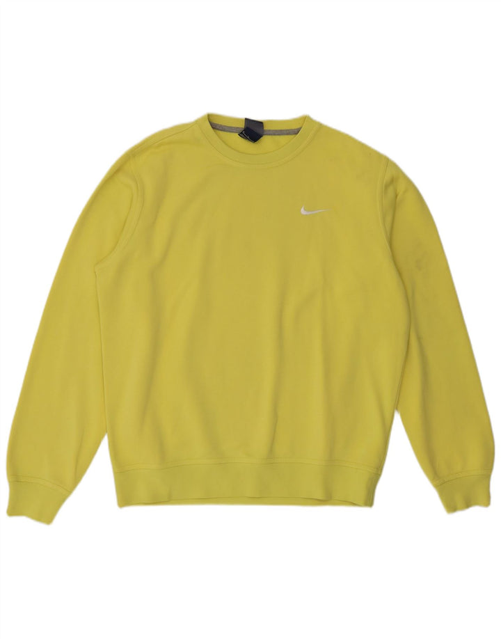 Nike Mens Sweatshirt Jumper Medium Yellow Cotton