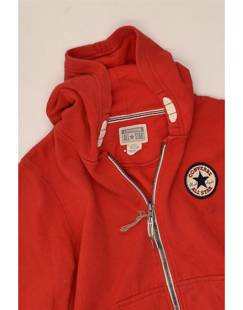 CONVERSE Boys Zip Hoodie Sweater 10-11 Years Medium Red Cotton | Vintage Converse | Thrift | Second-Hand Converse | Used Clothing | Messina Hembry 