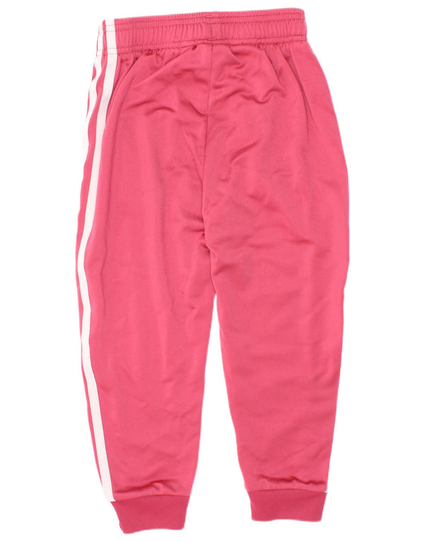 Adidas Girls Tracksuit Trousers Joggers 4-5 Years Pink Polyester