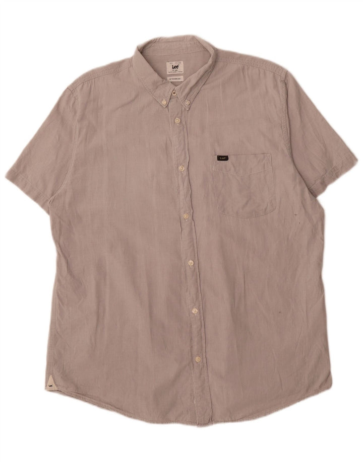 LEE Mens Short Sleeve Shirt 2XL Grey Cotton
