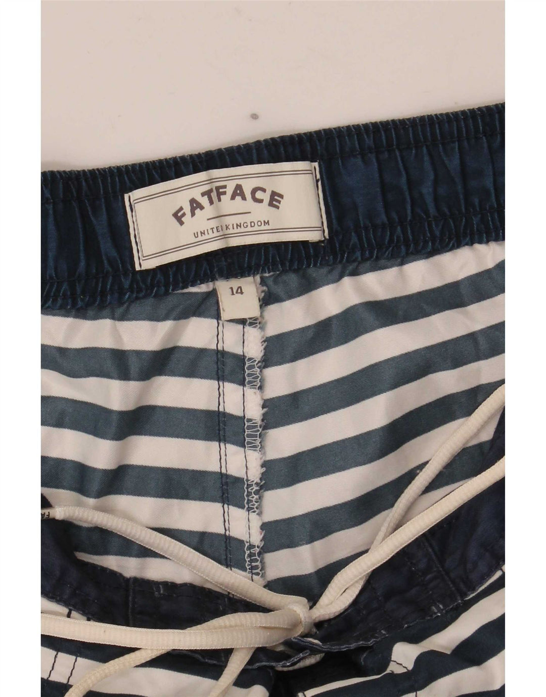 Fat Face Womens Swimming Shorts UK 14 Large Navy Blue Striped Polyester