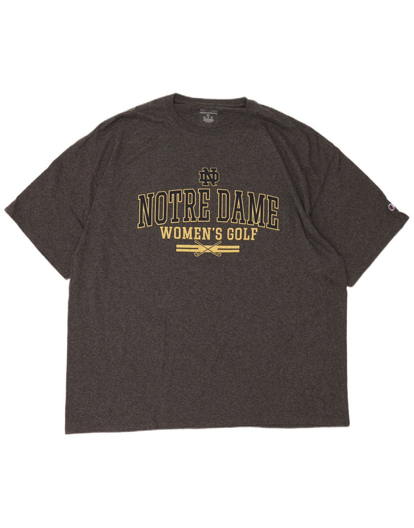 Champion Mens Notre Dame Graphic T-Shirt Top 3XL Grey Flecked Cotton