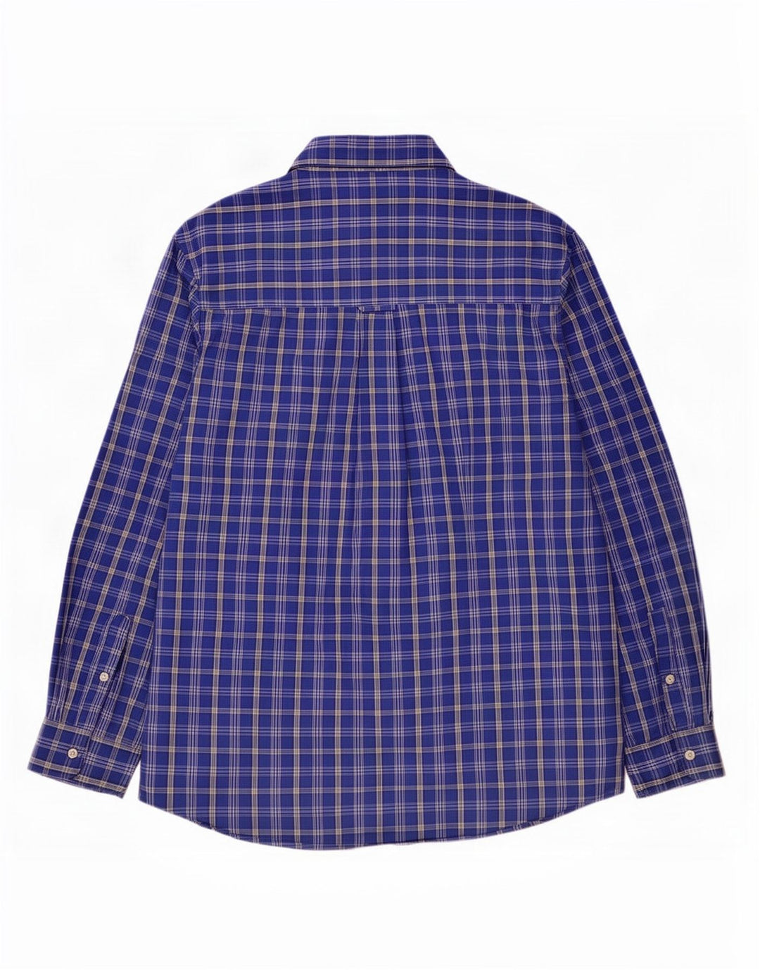 Chaps Mens Easy Care Shirt Large Blue Check Cotton