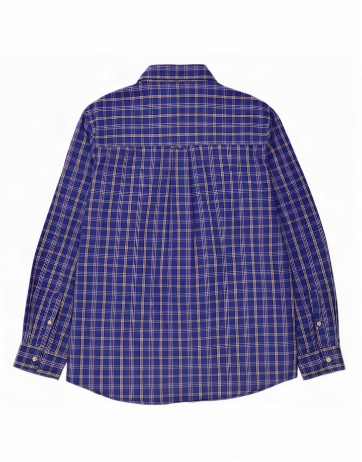 Chaps Mens Easy Care Shirt Large Blue Check Cotton