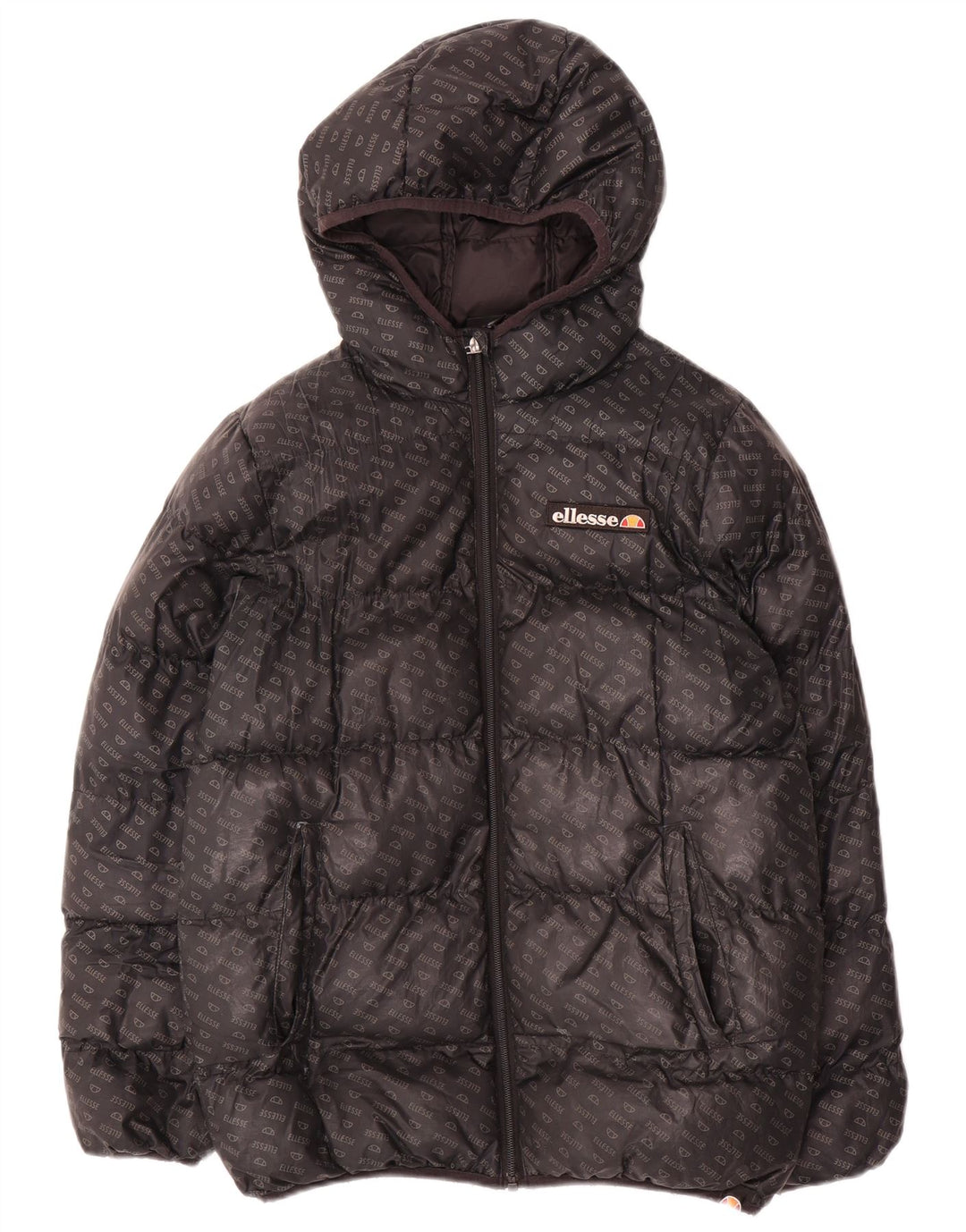 ELLESSE Boys Graphic Hooded Padded Jacket 12-13 Years Black Polyester