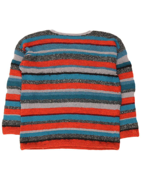Vintage Womens Boat Neck Jumper Sweater UK 14 Medium Multicoloured Striped