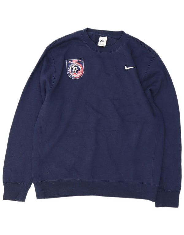 Nike Mens Graphic Sweatshirt Jumper Large Navy Blue Cotton Sports