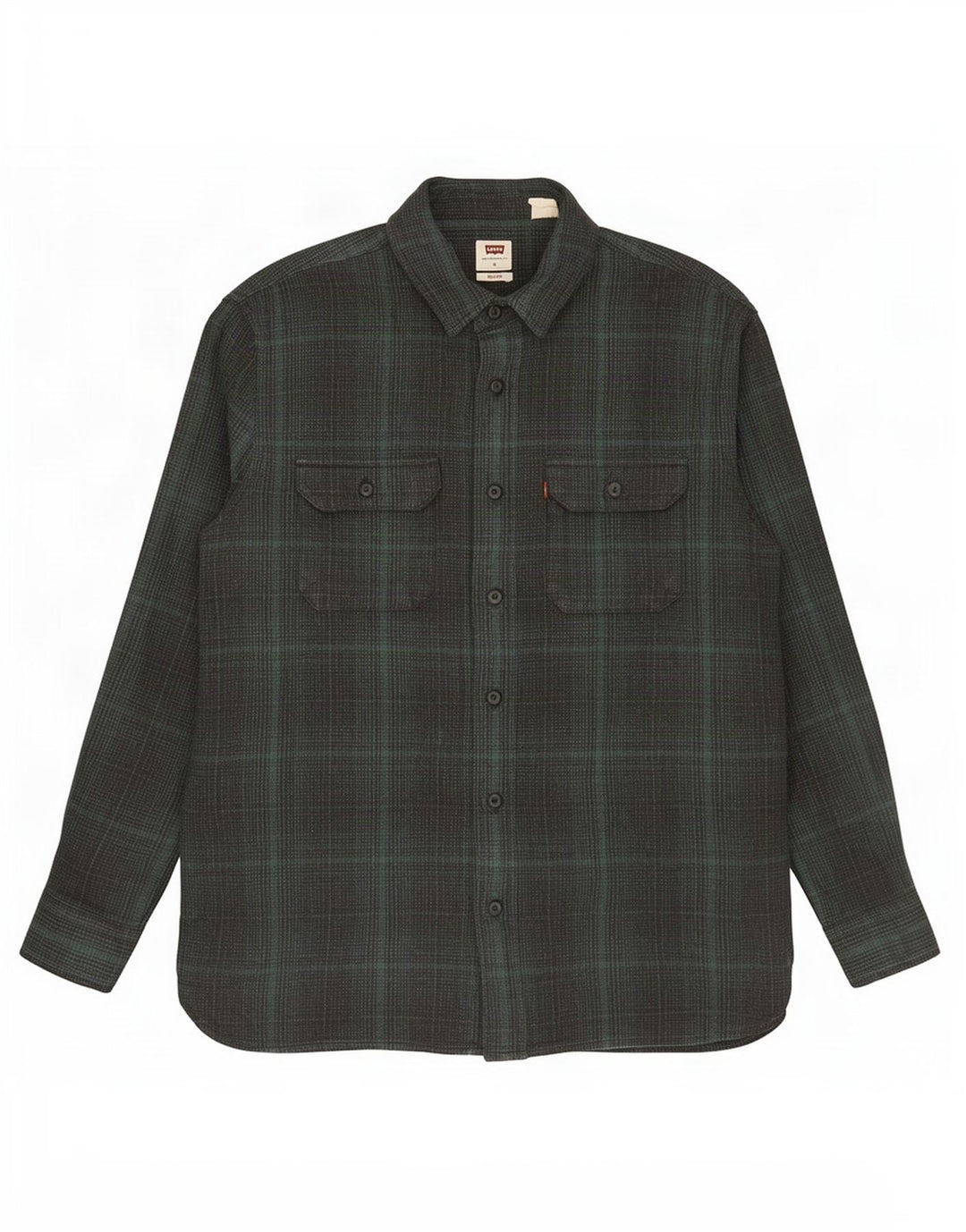 Levi's Mens Relaxed Flannel Shirt Large Green Check Cotton