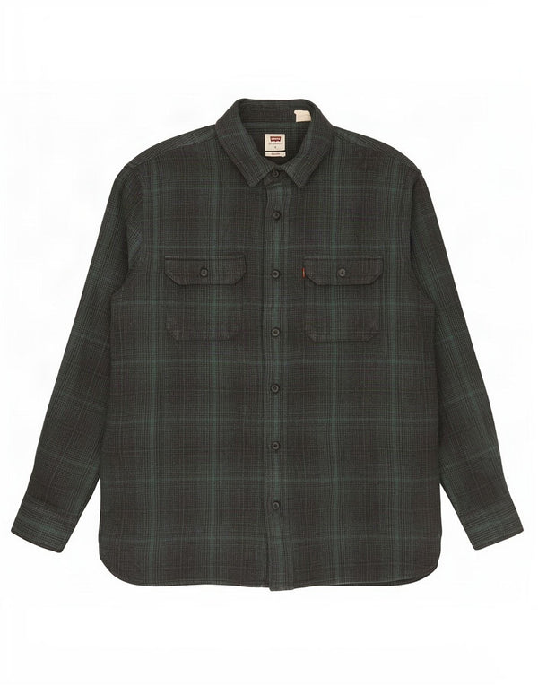 Levi's Mens Relaxed Flannel Shirt Large Green Check Cotton