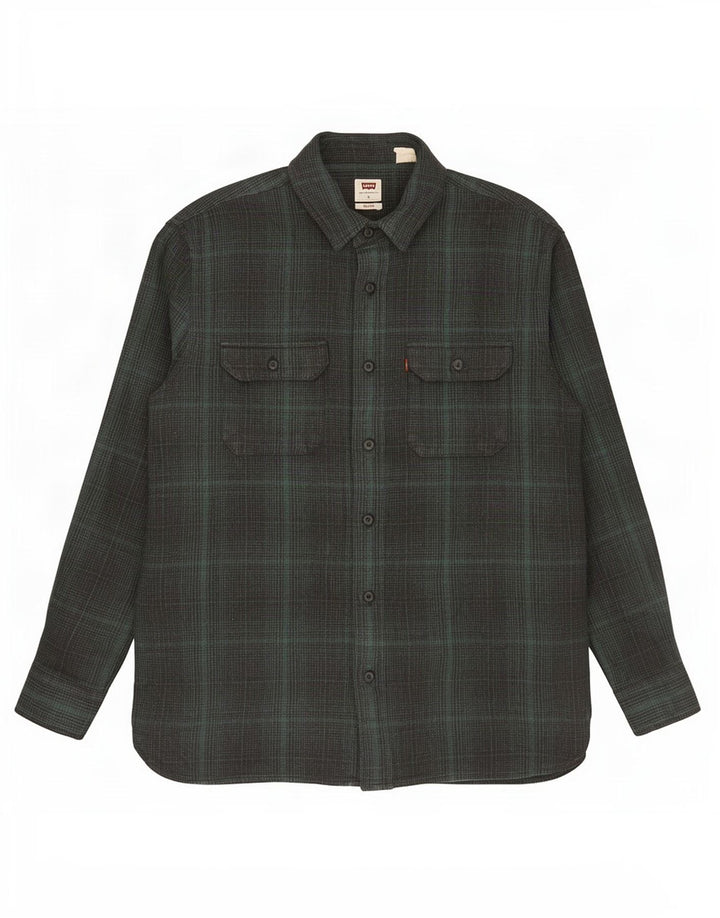 Levi's Mens Relaxed Flannel Shirt Large Green Check Cotton