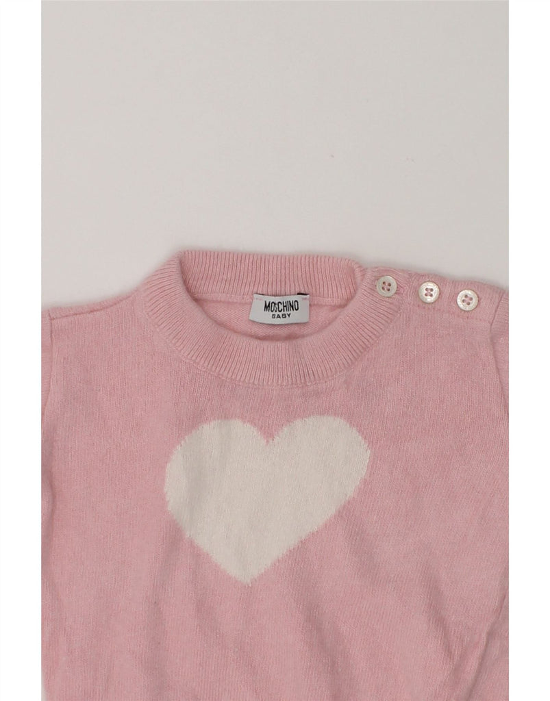 MOSCHINO Baby Girls Graphic Crew Neck Jumper Sweater 12-18 Months Pink | Vintage Moschino | Thrift | Second-Hand Moschino | Used Clothing | Messina Hembry 