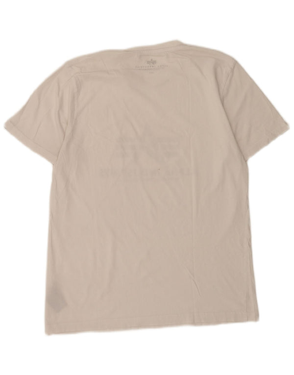 Alpha Industries Mens Graphic T-Shirt Top Medium White Cotton