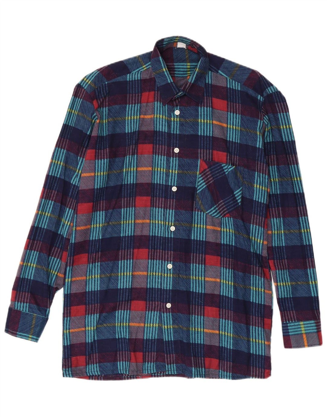 Vintage Mens Flannel Shirt Size 37/38 Small Navy Blue Check Cotton