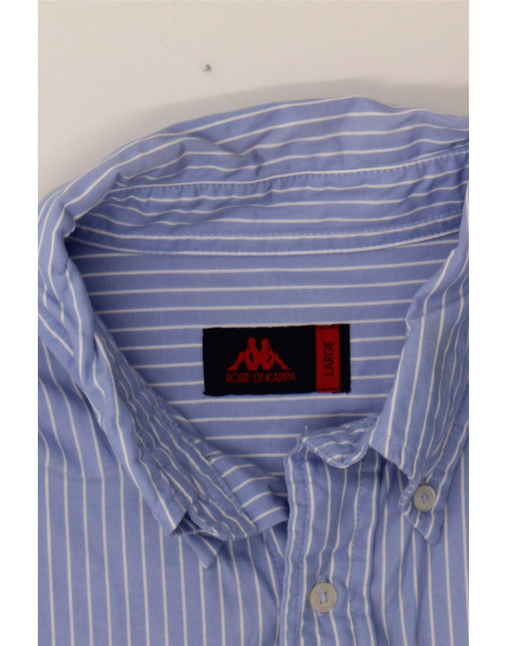 KAPPA Mens Shirt Large Blue Pinstripe Cotton Vintage Kappa and Second-Hand Kappa from Messina Hembry 