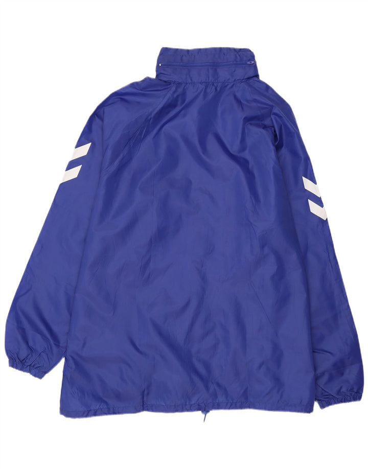 HUMMEL Mens Graphic Hooded Rain Jacket UK 42 XL Blue Polyester