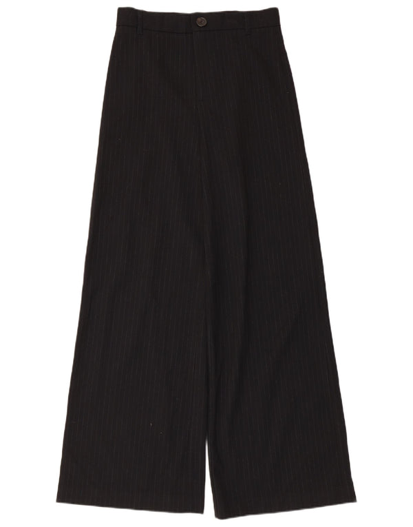 Zara Womens Wide Leg Casual Trousers Small W26 L29 Black Pinstripe