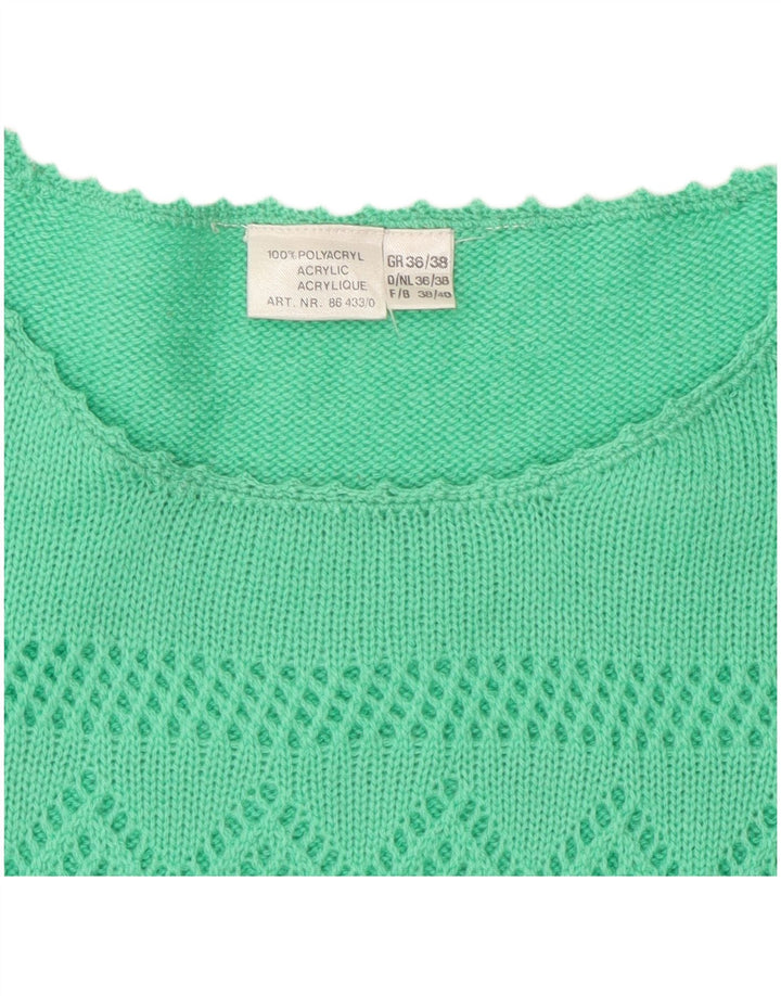 Vintage Womens Short Sleeve Crew Neck Jumper Sweater EU 38 Medium Green