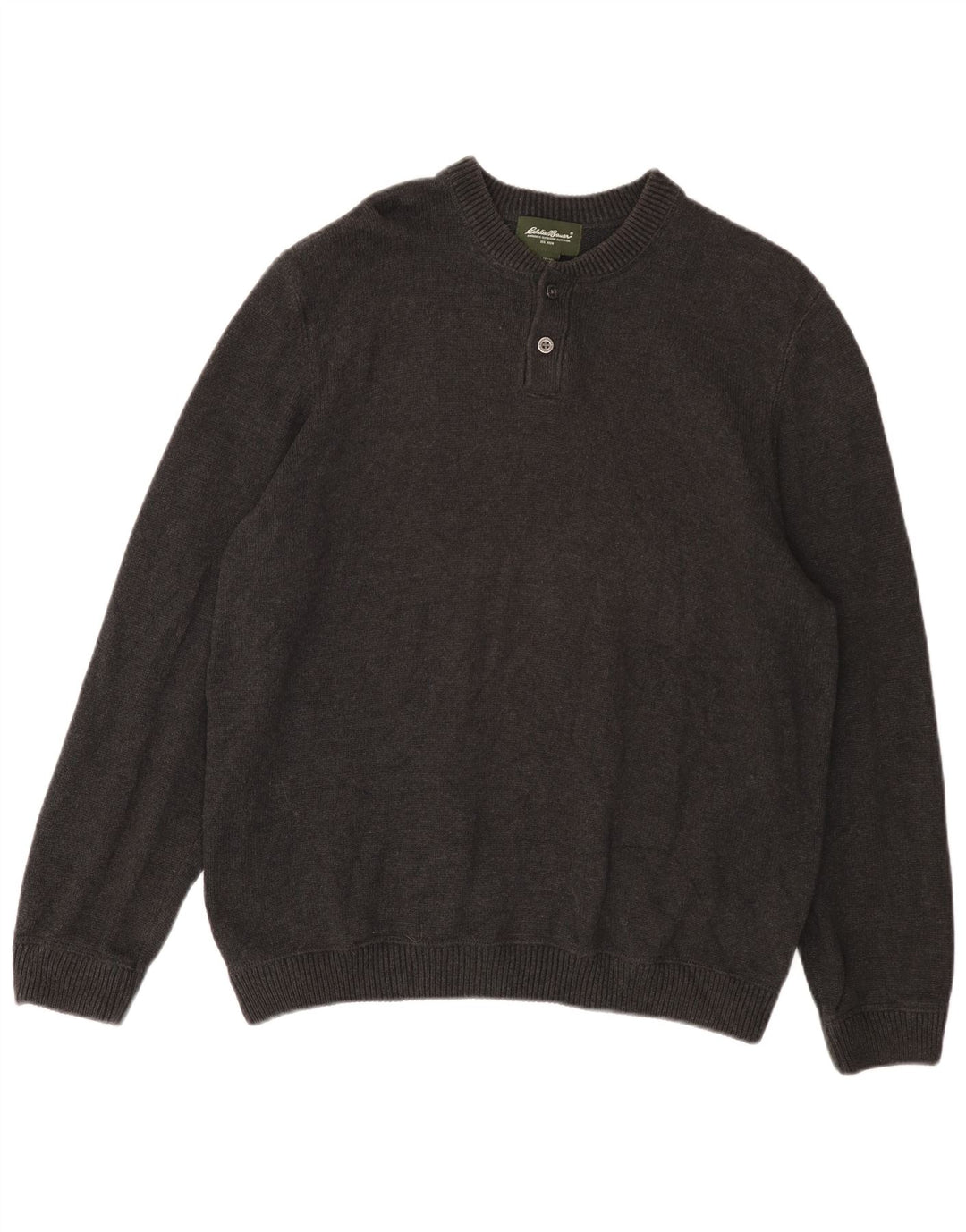 EDDIE BAUER Mens Crew Neck Jumper Sweater XL Grey Cotton