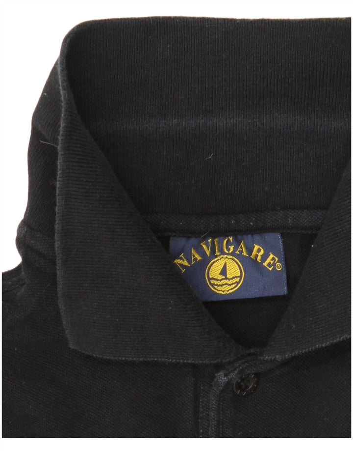 NAVIGARE Mens Polo Shirt Medium Black Cotton
