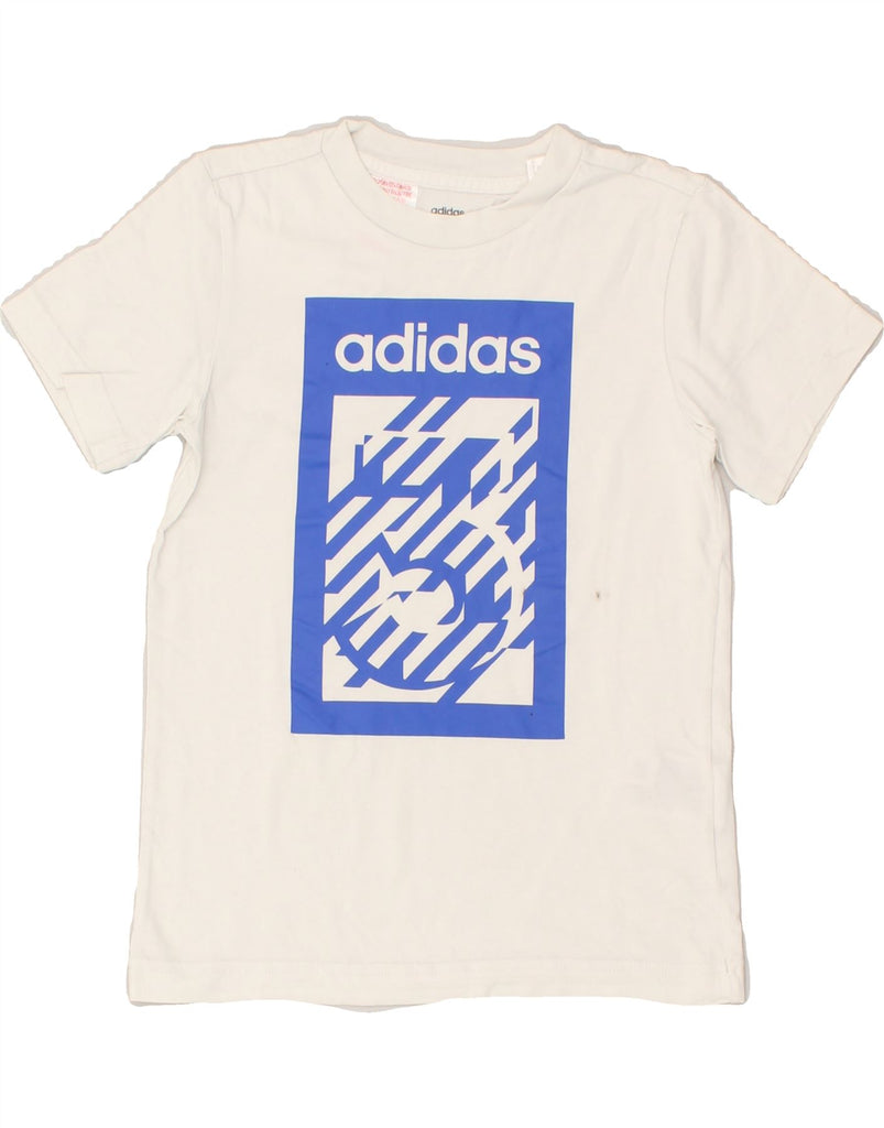 ADIDAS Boys Graphic T-Shirt Top 7-8 Years White Cotton | Vintage Adidas | Thrift | Second-Hand Adidas | Used Clothing | Messina Hembry 